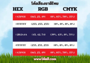 โค้ดสีธงชาติไทย